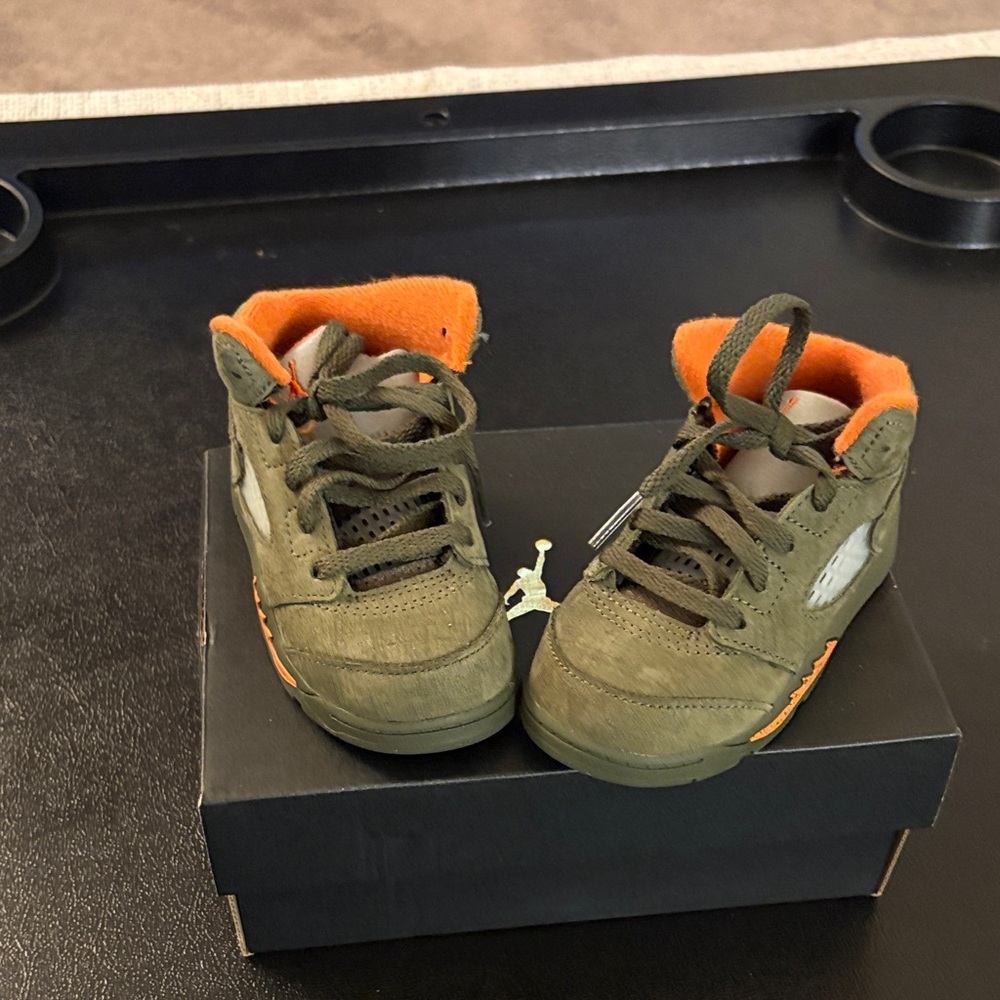Jordan Kids Olive and Orange Sneakers